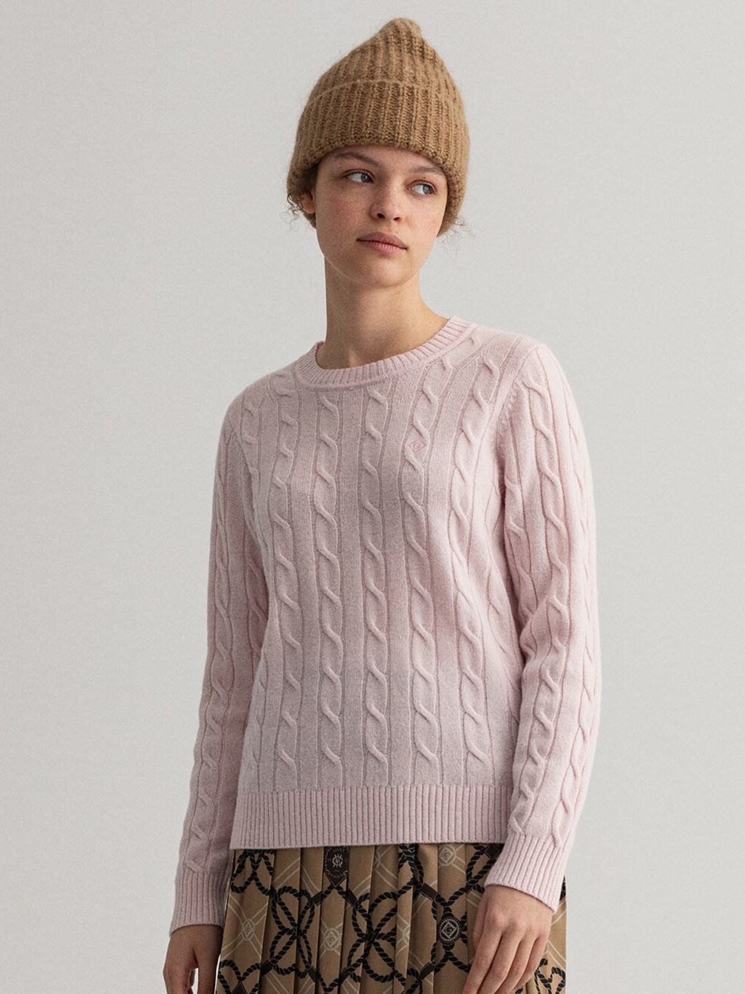 Gant Women Pink Solid Hooded Full Sleeves Front-open Sweatshirt