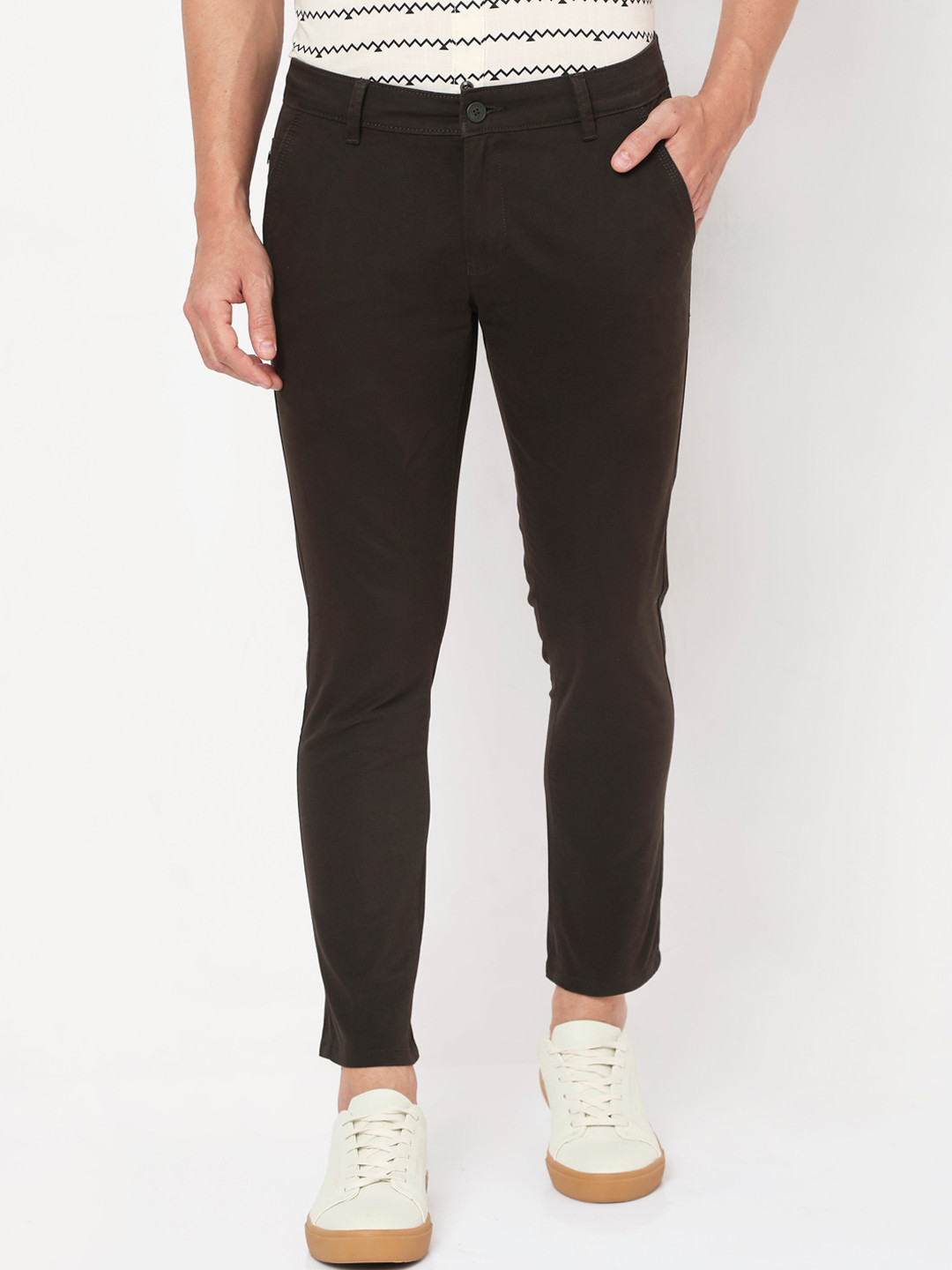 Buy Mufti Men Brown Slim Fit Trousers - Trousers for Men 15852792 | Myntra