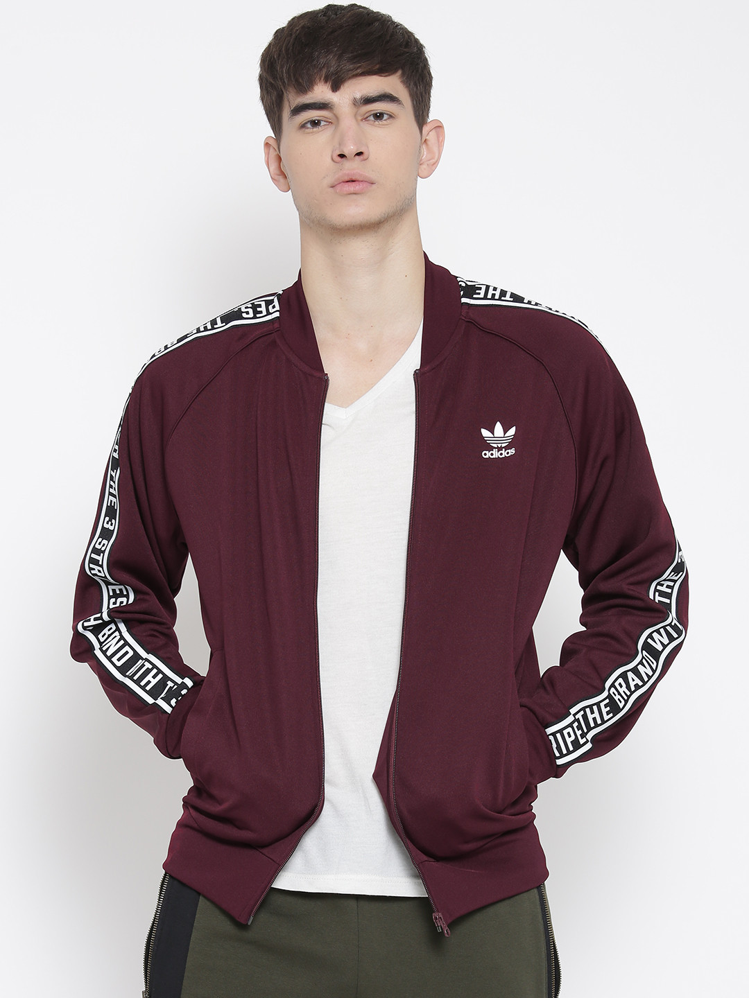 Buy ADIDAS Originals Burgundy Essentials Super Star Track Printed