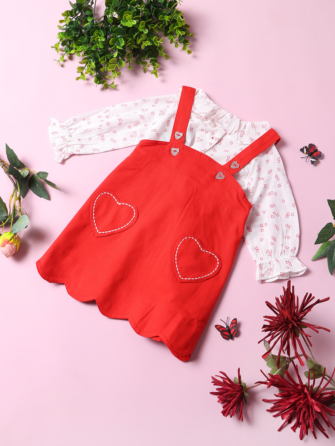 Buy Nauti Nati Red Solid Cotton A Line Dress - Dresses for Girls ...