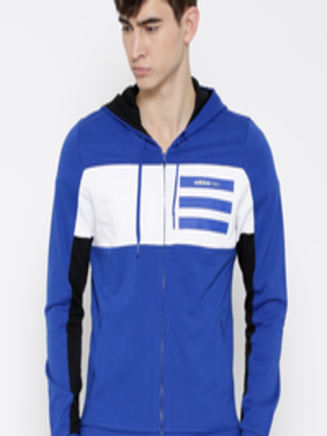 Buy ADIDAS NEO Blue & White EPP CS Z Colourblocked Hooded Sweatshirt ...