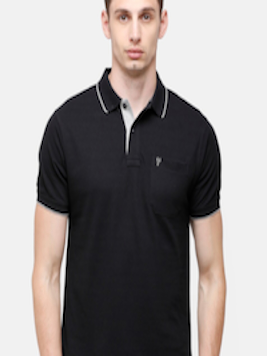 Buy Classic Polo Men Black Polo Collar Pockets Slim Fit T Shirt ...