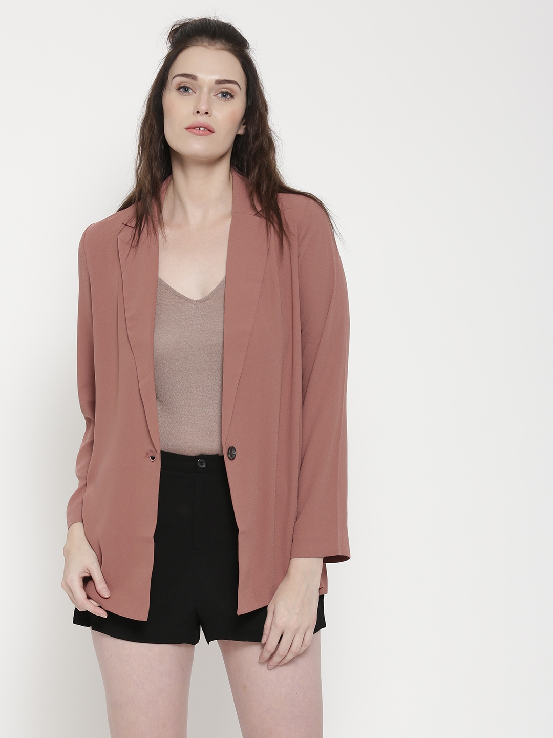 Buy FOREVER 21 Dusty Pink Single Breasted Casual Blazer - Blazers for ...
