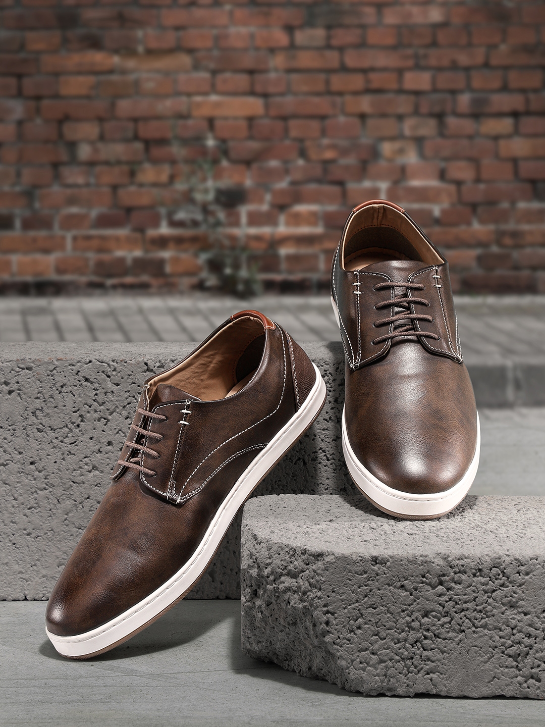 Buy The Roadster Lifestyle Co Men Coffee Brown Solid Derbys - Casual ...
