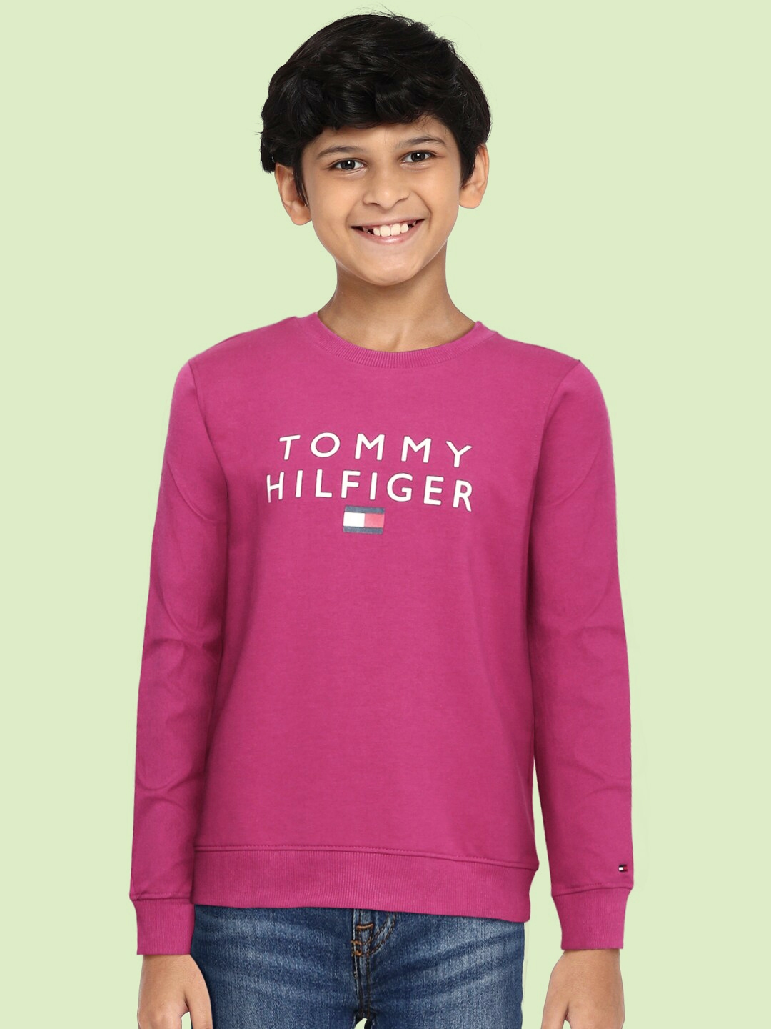 Buy Tommy Hilfiger Boys Purple Printed BB TH LOGO Sweatshirt ...
