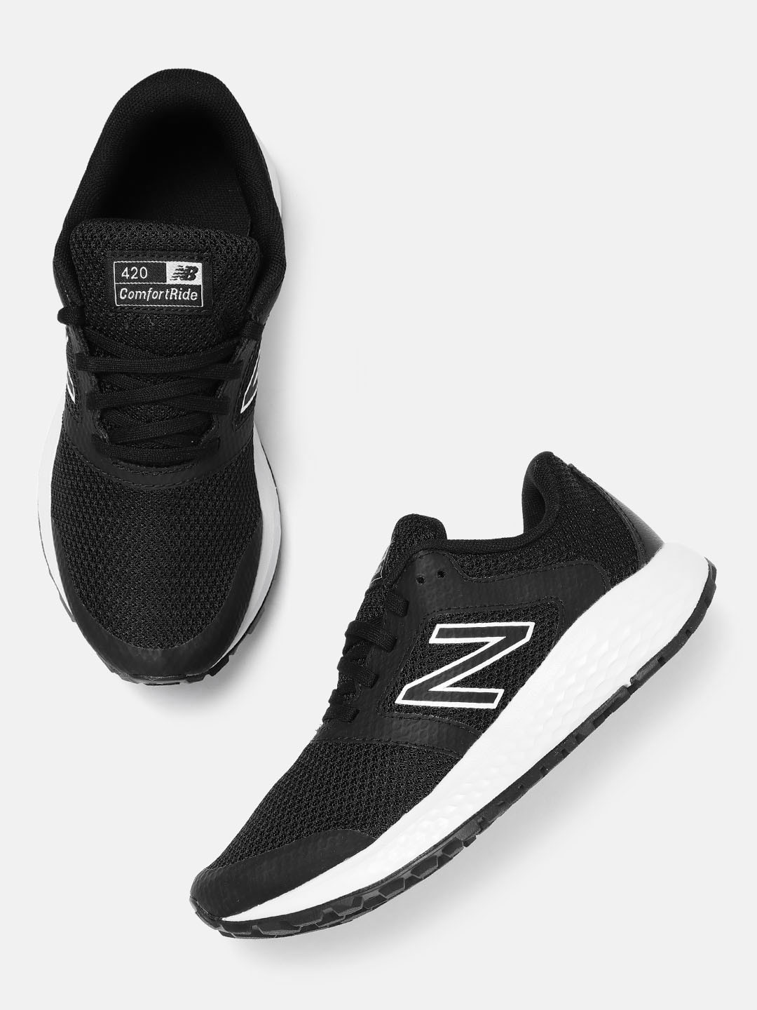 Buy New Balance Women Black & White Woven Design Running Shoes With Perforated Detail Sports
