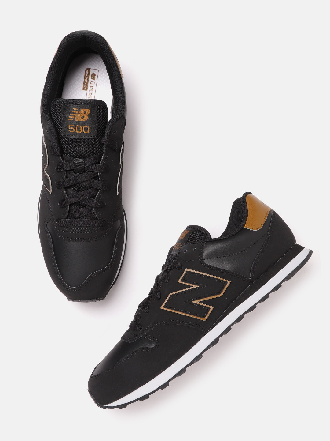 Buy New Balance Men Black Solid Leather Sneakers Casual Shoes for Men