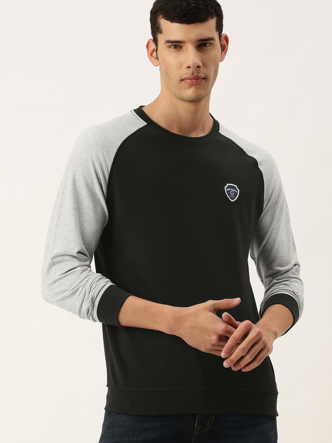 Peter england black sweatshirt clearance