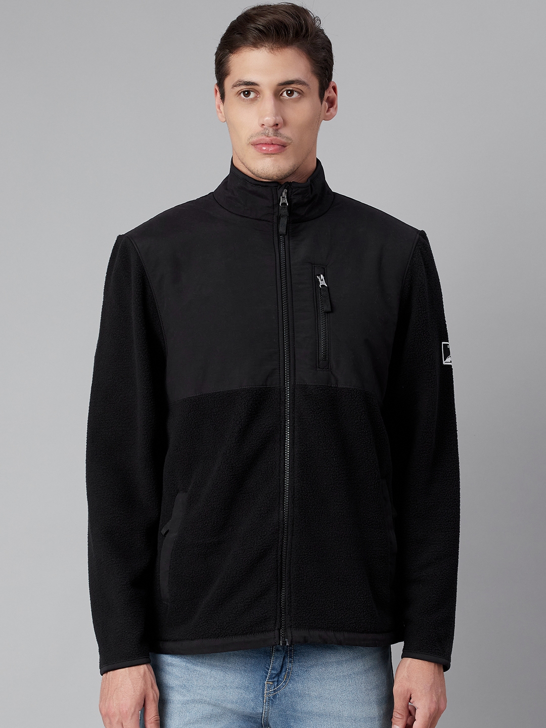 Buy Marks & Spencer Men Black Colourblocked Open Front Jacket - Jackets ...