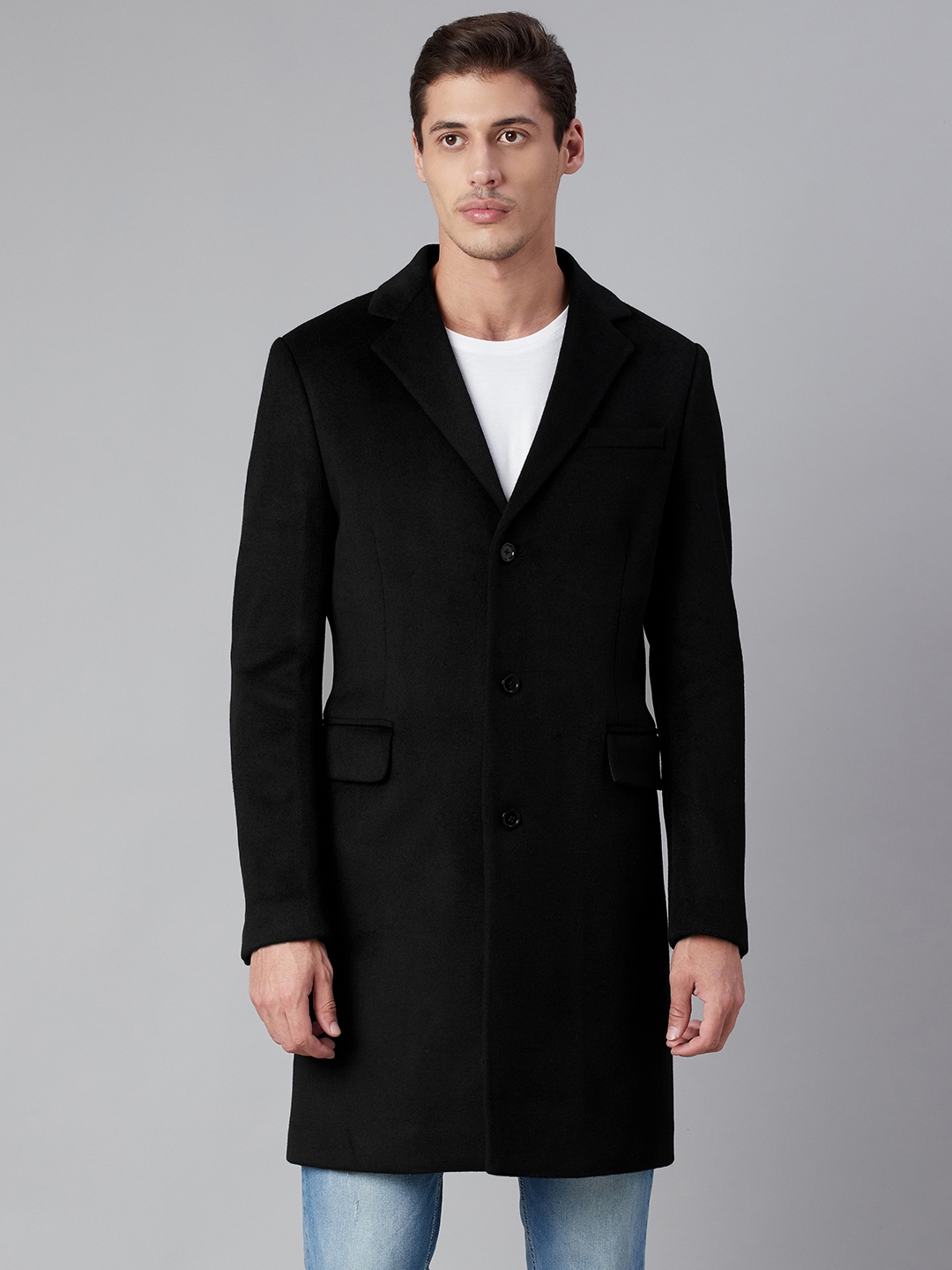 Buy Marks And Spencer Men Black Solid Overcoat Coats For Men 15873314 Myntra