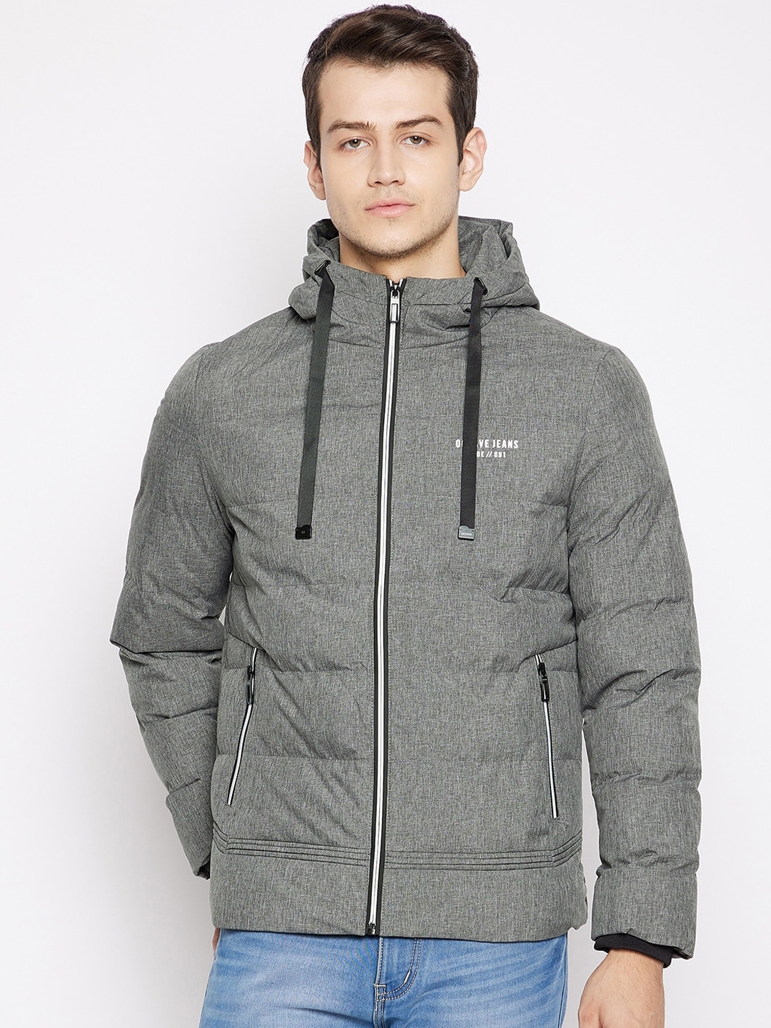 Buy Octave Men Grey Hooded Padded Jacket - Jackets for Men 15873758 ...
