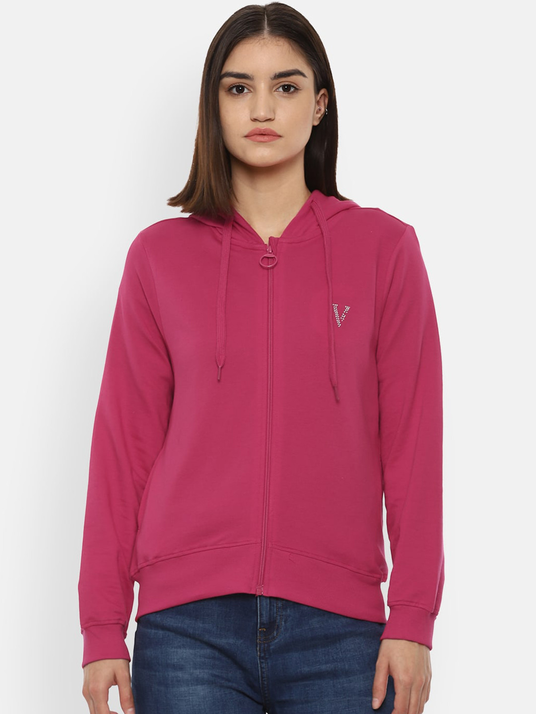 Buy Van Heusen Woman Pink Hooded Sweatshirt - Sweatshirts for Women 15873934 | Myntra