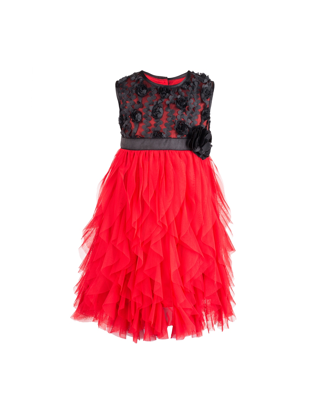 Buy Toy Balloon Kids Girls Red & Black Lace A Line Dress ...