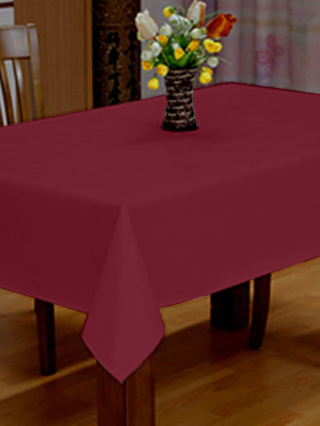 Buy Lushomes Maroon Plain Cotton Dining Table Cloth Table Covers for