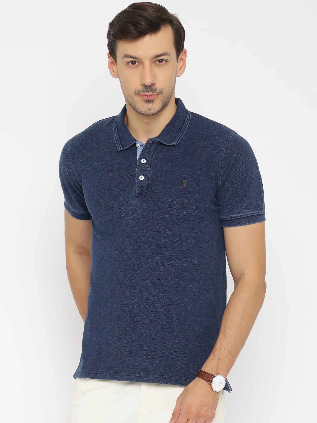 Buy Daniel Hechter Men Navy Solid Polo Pure Cotton T Shirt - Tshirts ...