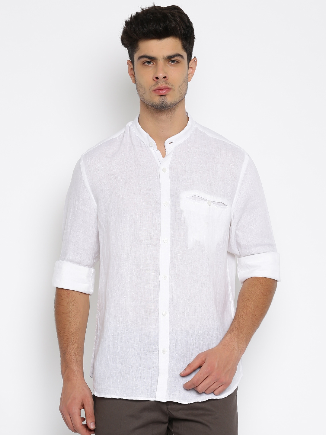 Buy Lombard Men White Modern Fit Linen Casual Shirt - Shirts for Men ...