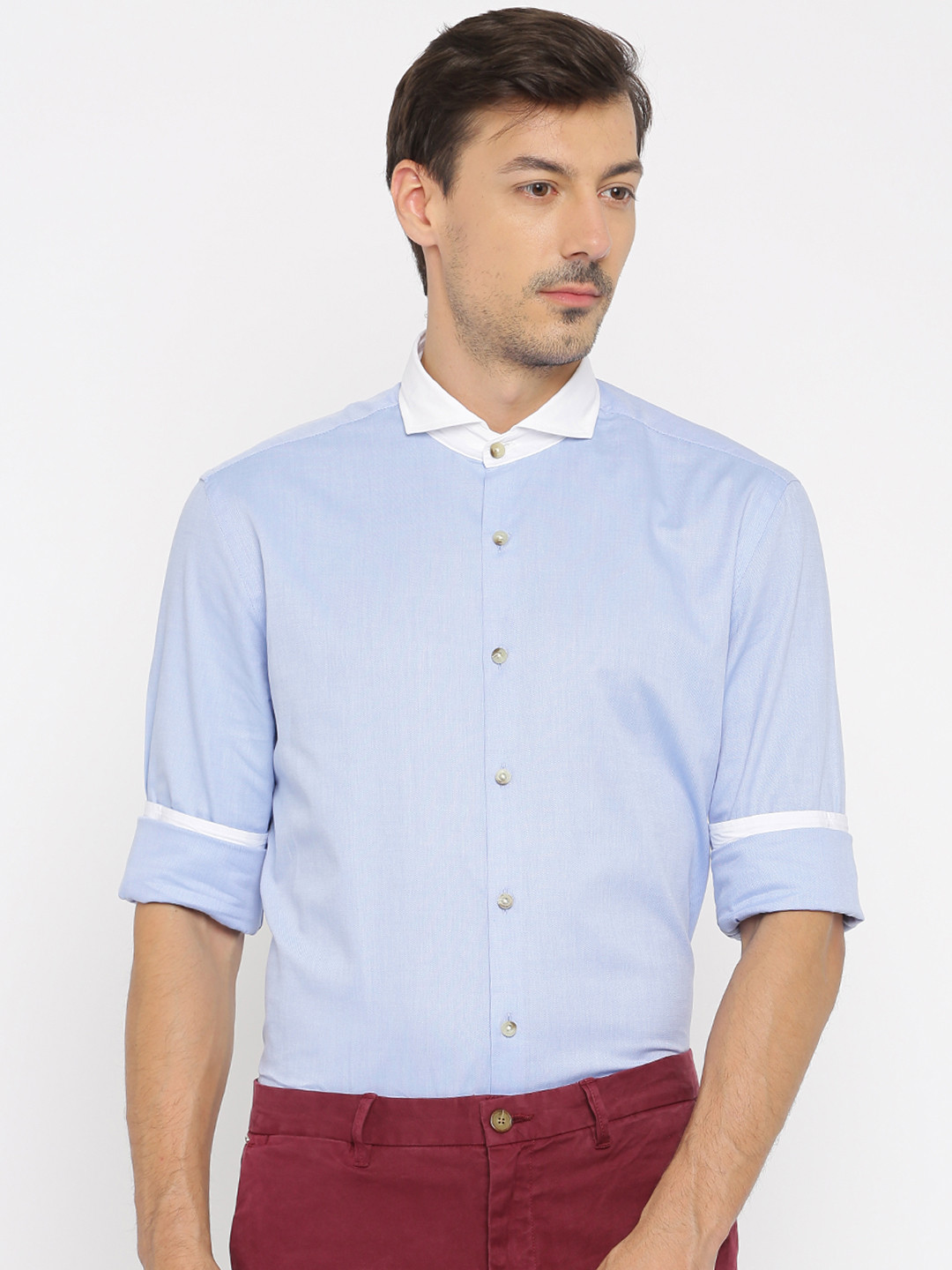 Buy Daniel Hechter Men Blue Modern Fit Self Design Casual ...
