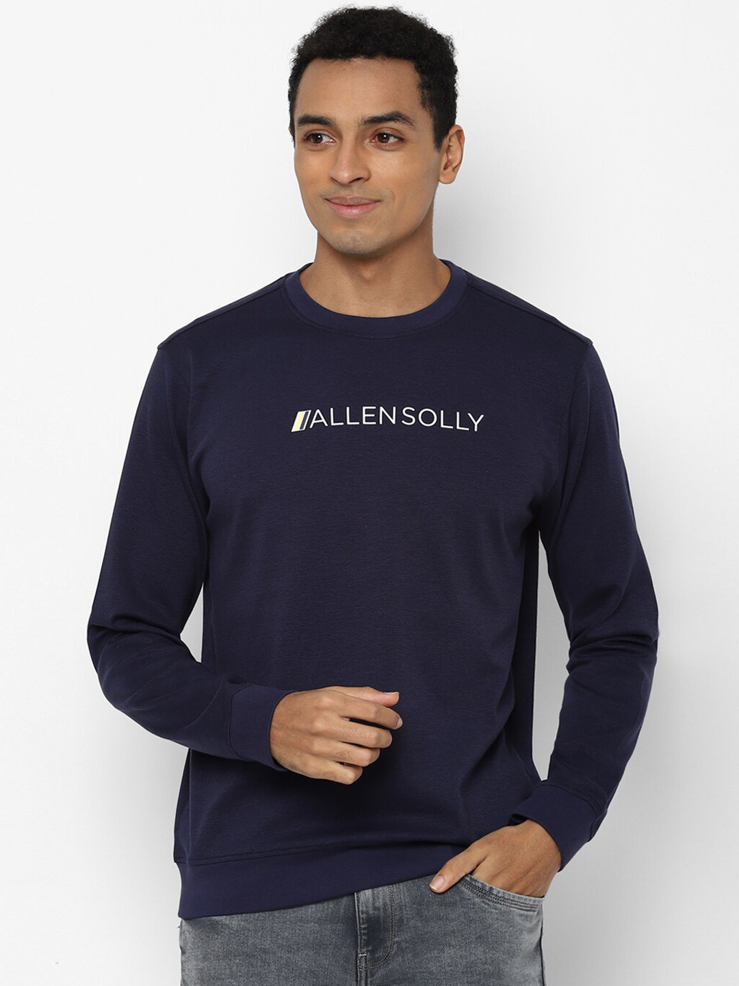 Buy Allen Solly Men Navy Blue Printed Sweatshirt Sweatshirts for Men