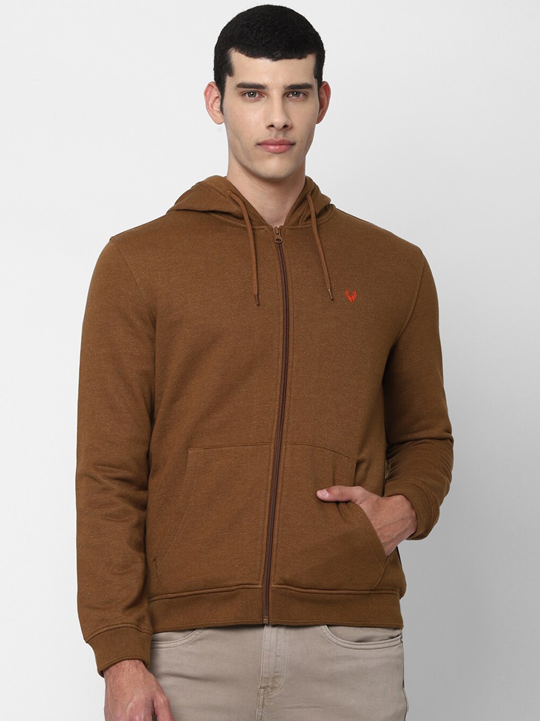 Buy Allen Solly Men Brown Hooded Sweatshirt - Sweatshirts for Men 15882488 | Myntra