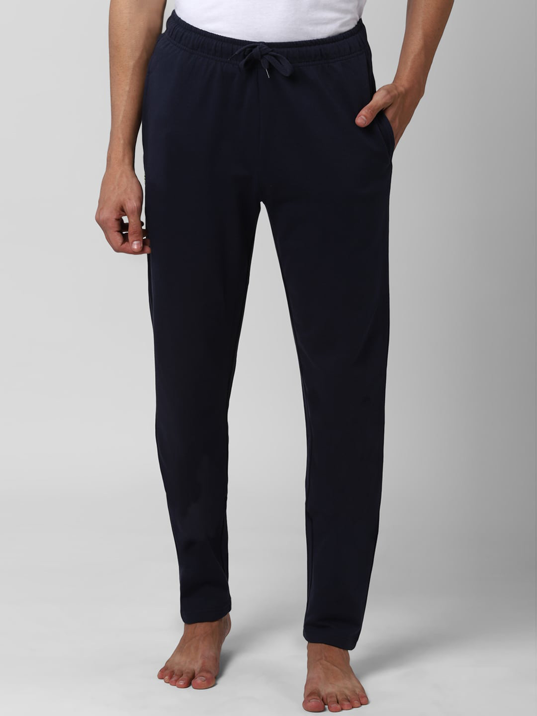 Buy Peter England Men Navy Blue Solid Track Pants Lounge Pants for