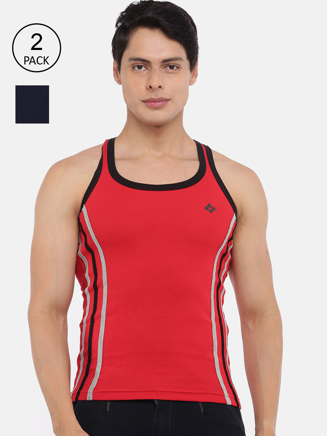 Buy Dollar Bigboss Men Solid Pack Of 2 Cotton Racerback Styled Gym Vest buy-dollar-bigboss-men-solid-pack-of-2-cotton-racerback-styled-gym-vest