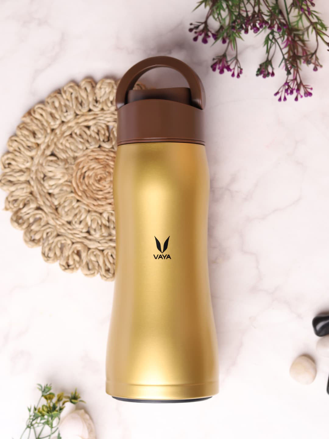 Buy Vaya Mustard & Brown Solid Vacuum Insulated Flask - Water Bottle ...