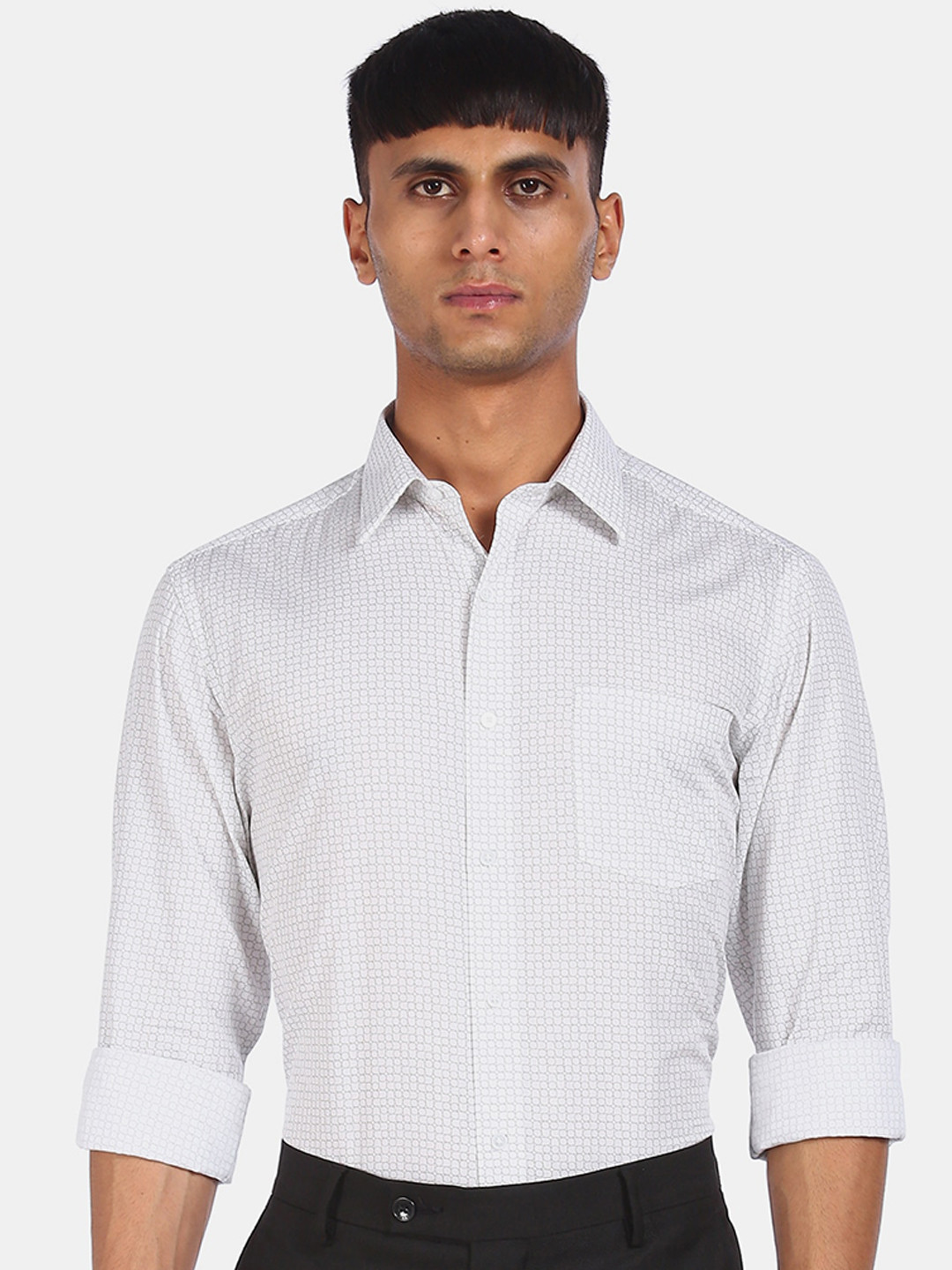 Buy Arrow New York Men White Slim Fit Opaque Printed Formal Shirt