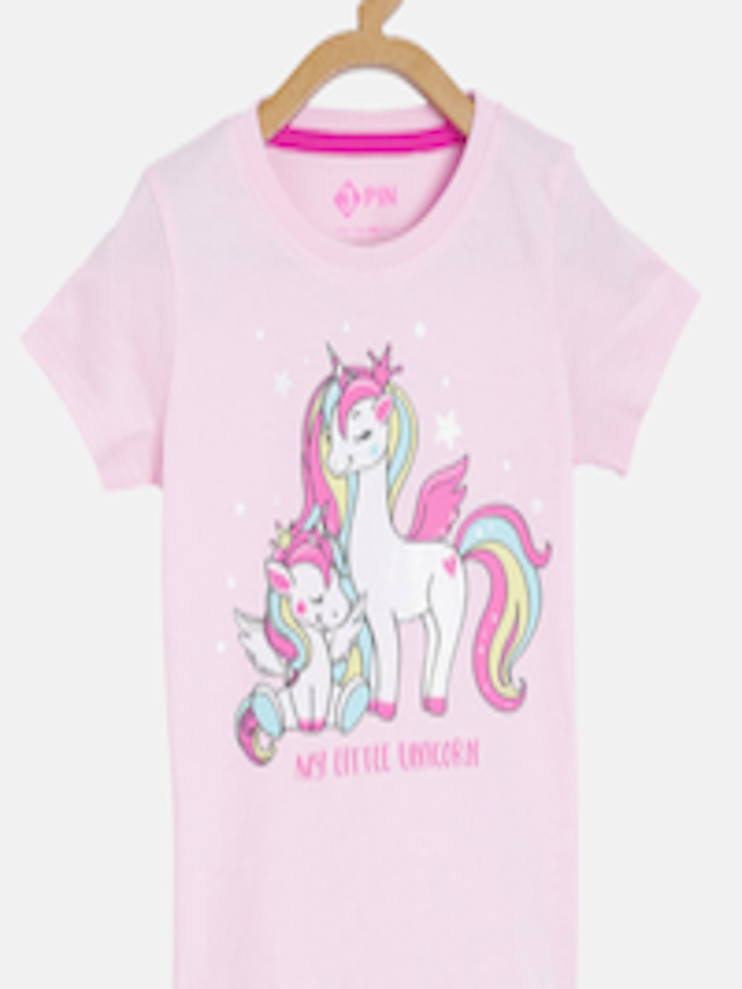 Buy 3PIN Girls Pink Little Unicorn Printed T Shirt - Tshirts for Girls ...