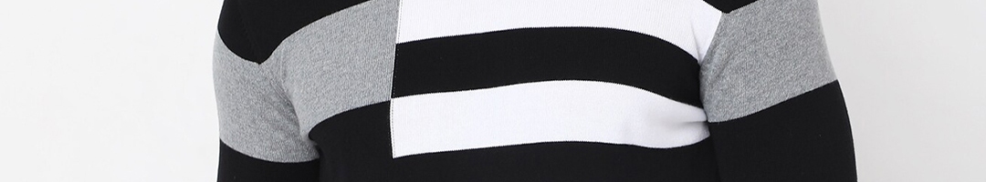 Buy Mufti Men Black & White Striped Pullover - Sweaters for Men ...