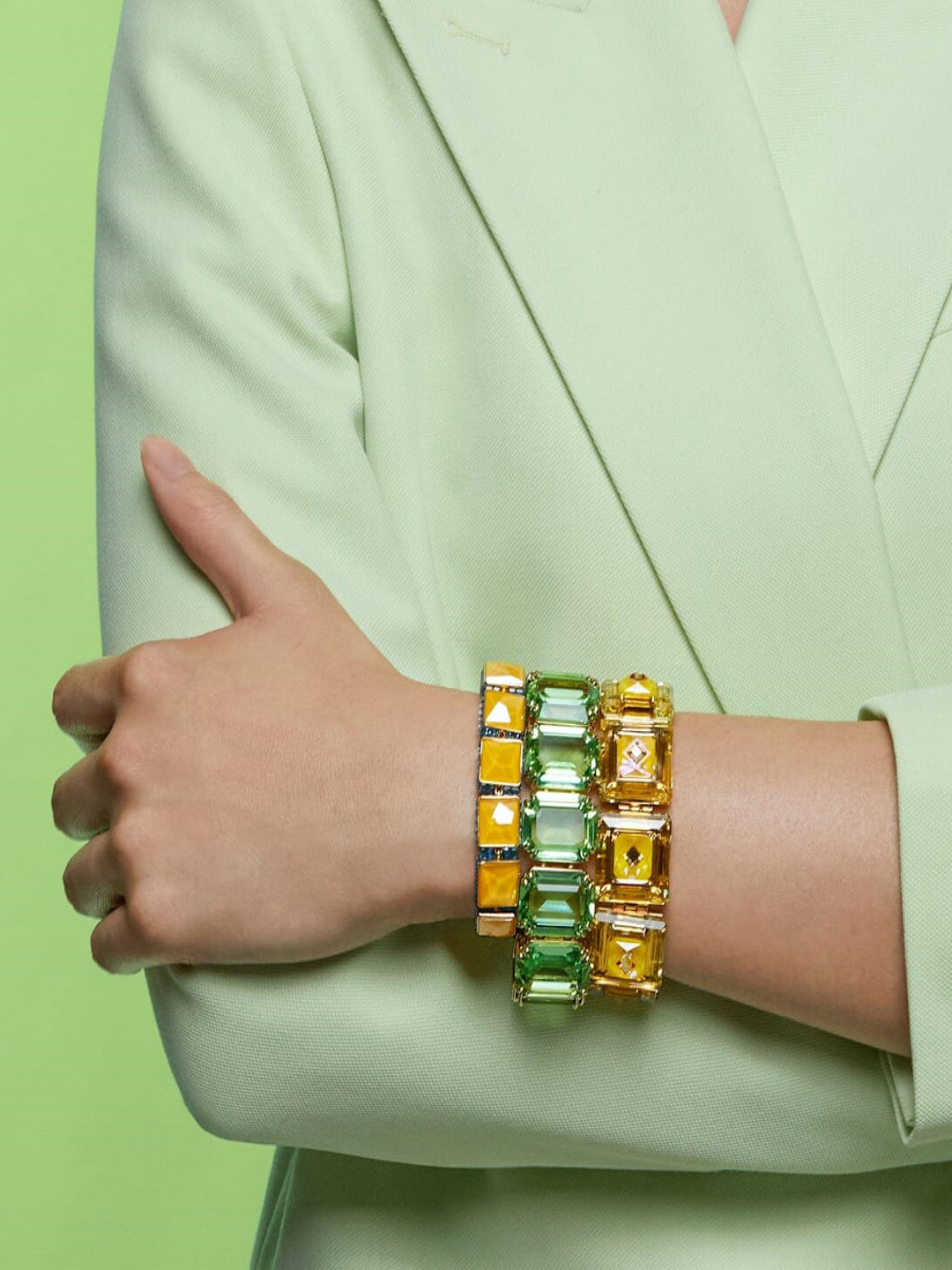 Buy SWAROVSKI Gold Plated & Yellow Chroma Bracelet Cushion Cut Crystals