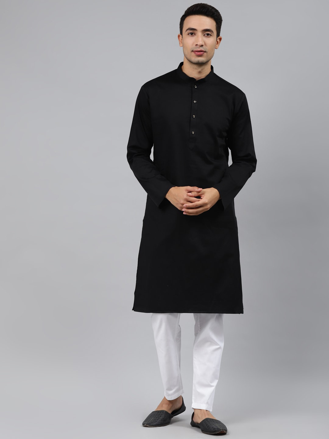 Buy MANQ Men Black Thread Work Kurta - Kurtas for Men 15907130 | Myntra