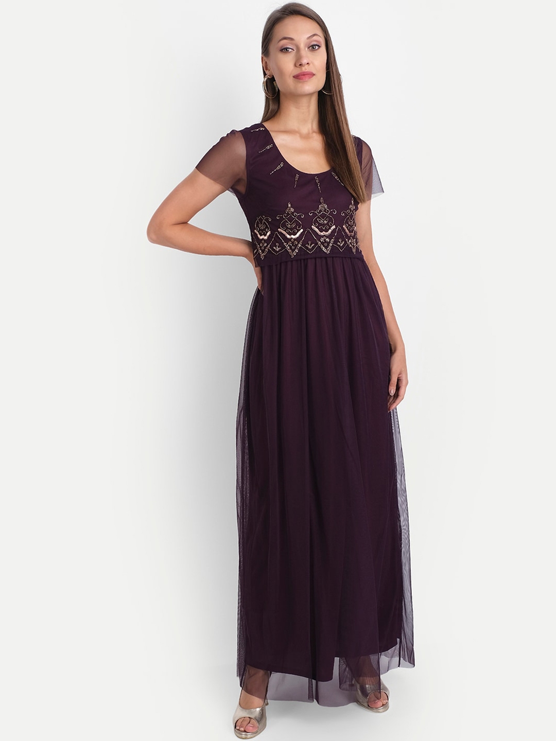 Buy LY2 Purple Net Maxi Dress - Dresses for Women 15908776 | Myntra