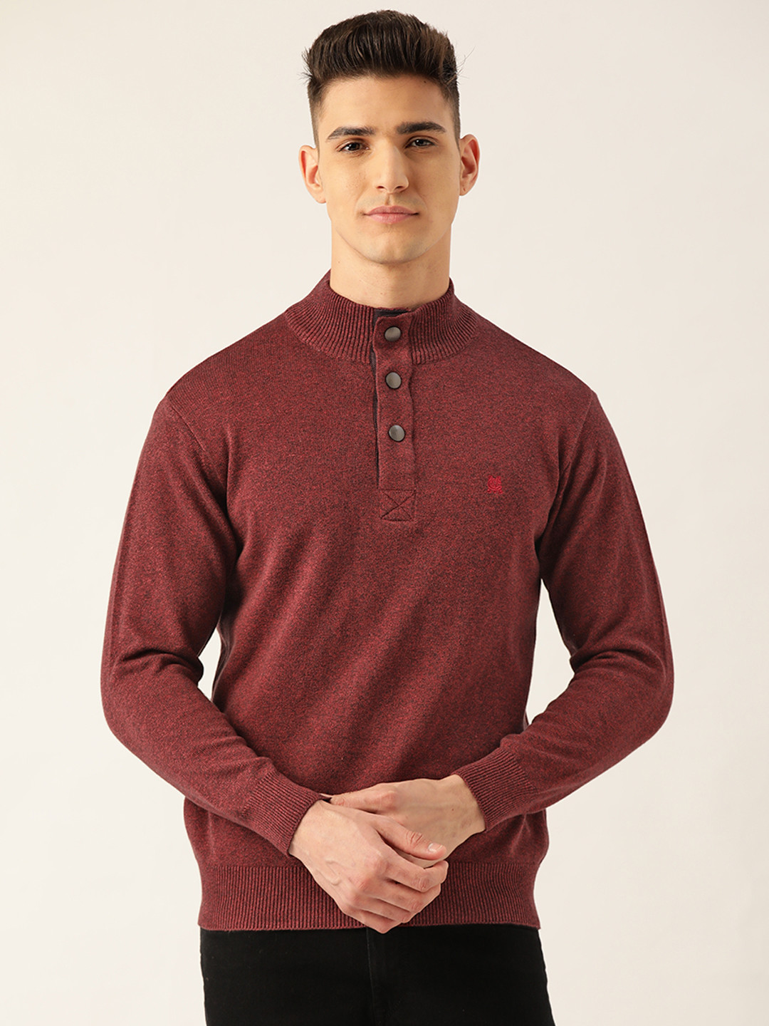 Buy Monte Carlo Men Maroon Solid Pullover Sweaters for Men 15909614