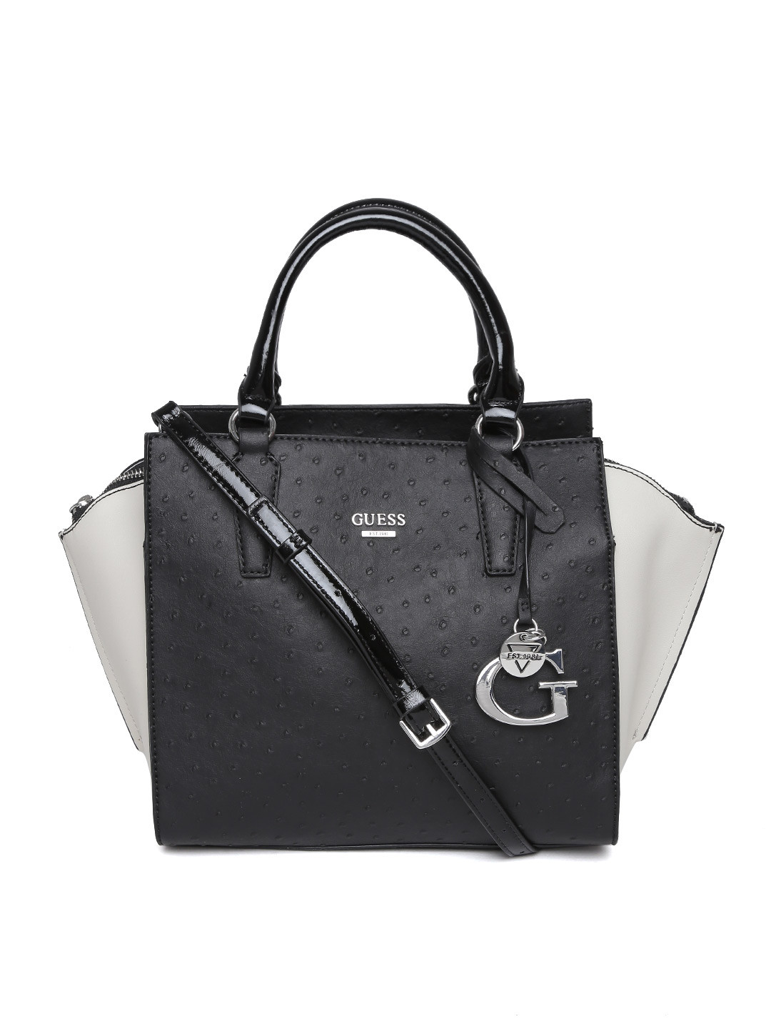 Buy GUESS Black Textured Handbag With Sling Strap Handbags for Women