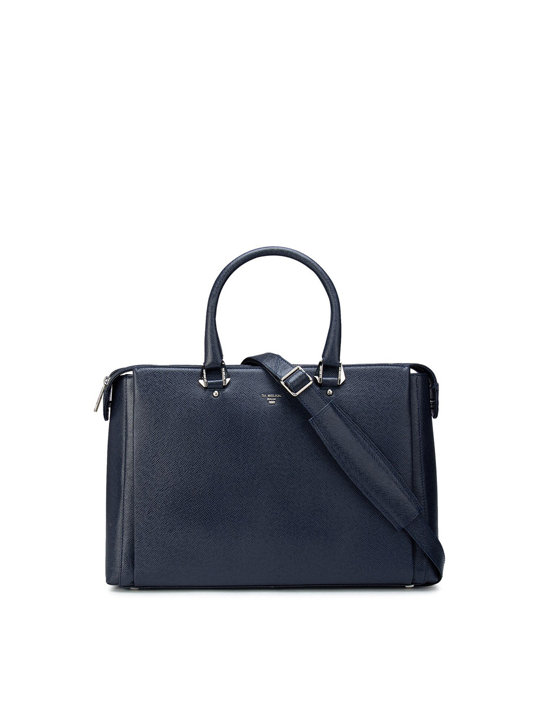 Buy Da Milano Unisex Blue Textured Leather Laptop Bag Laptop Bag for