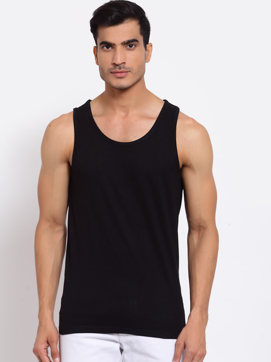 Buy FERANOID Men Black Solid Cotton Gym Vest Innerwear Vests for Men