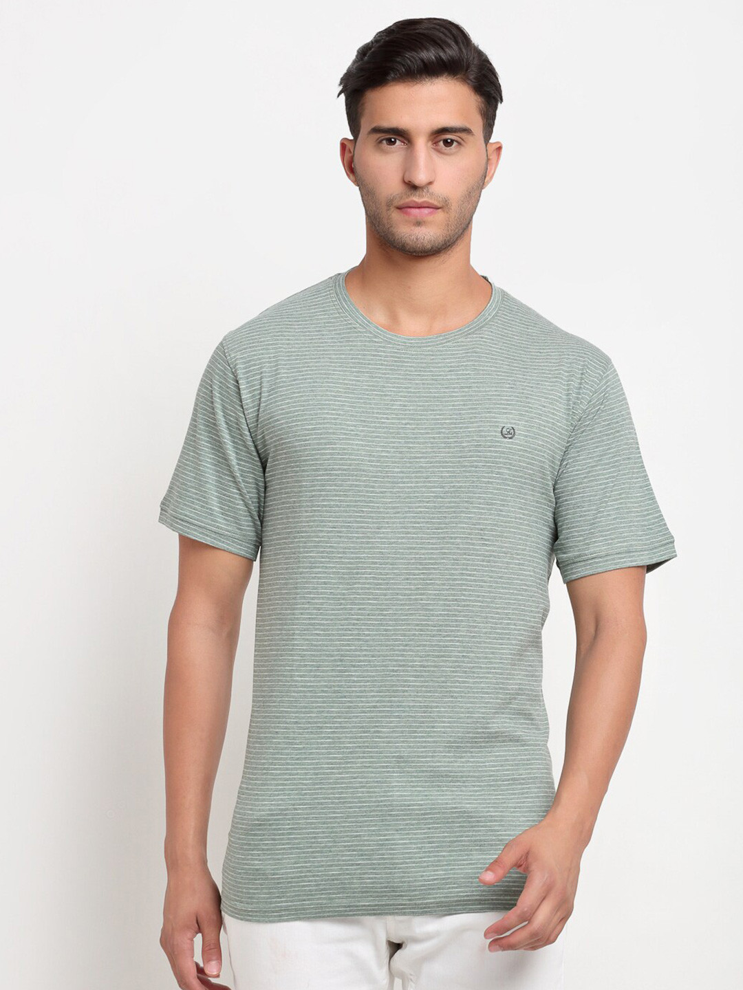 Buy La Mode Men Light Green Slim Fit T Shirt Tshirts for Men 15917870