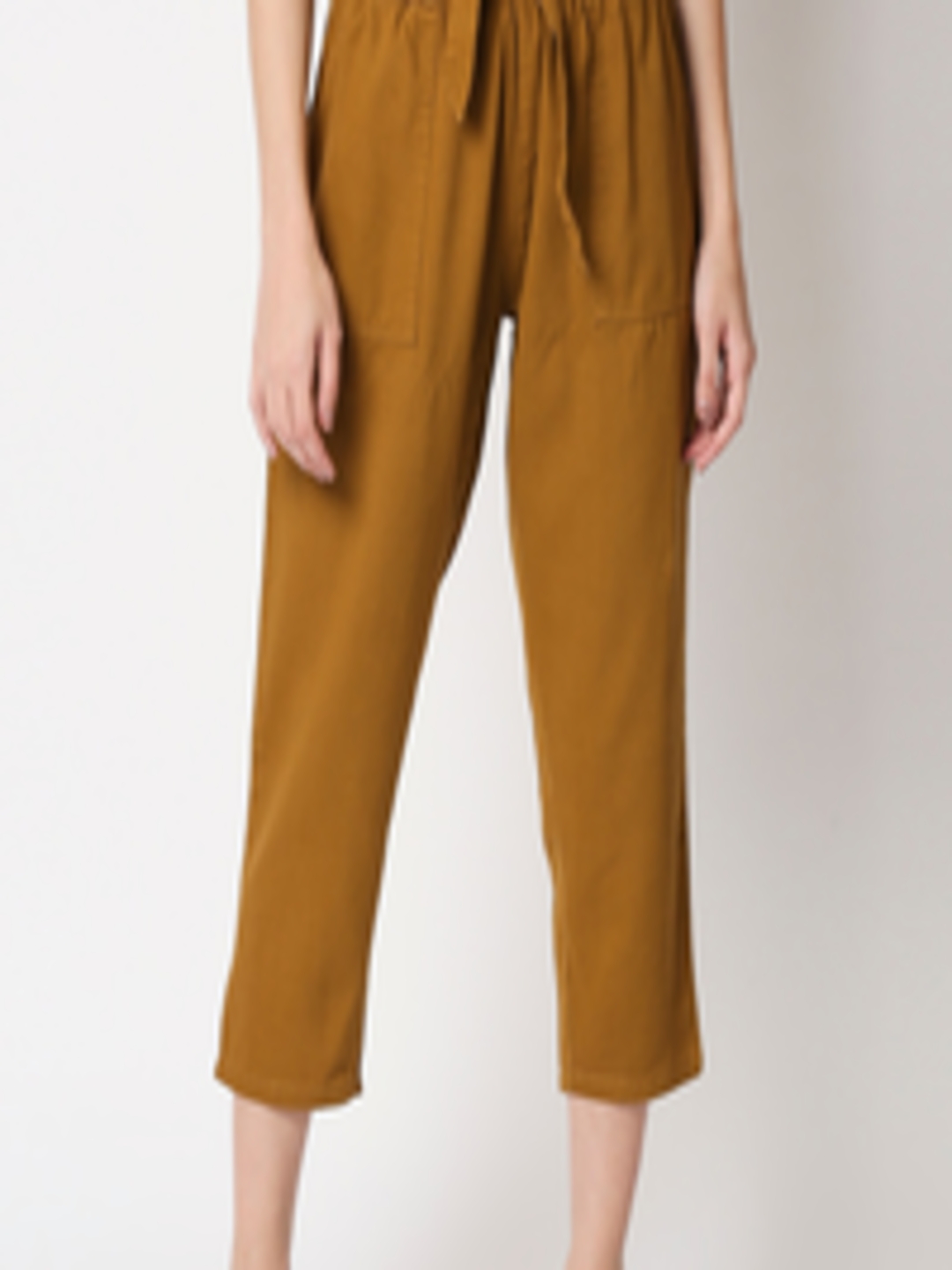 Buy High Star Women Rust Straight Fit High Rise Trousers - Trousers for ...