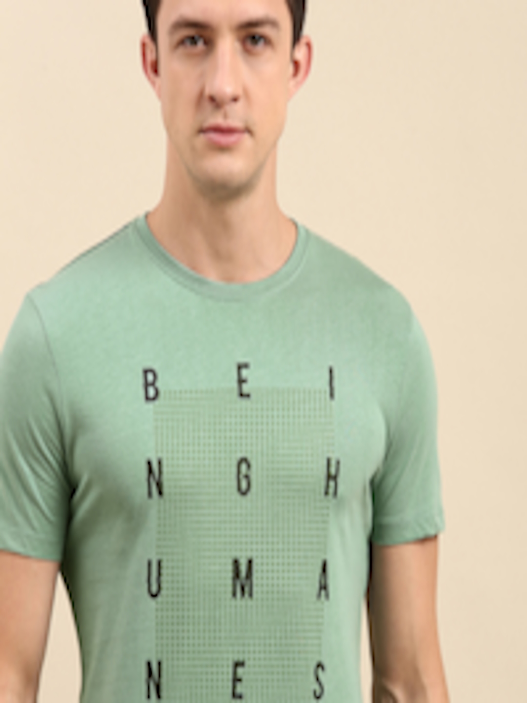 Buy Being Human Clothing Men Sea Green Brand Logo Printed Pure Cotton T