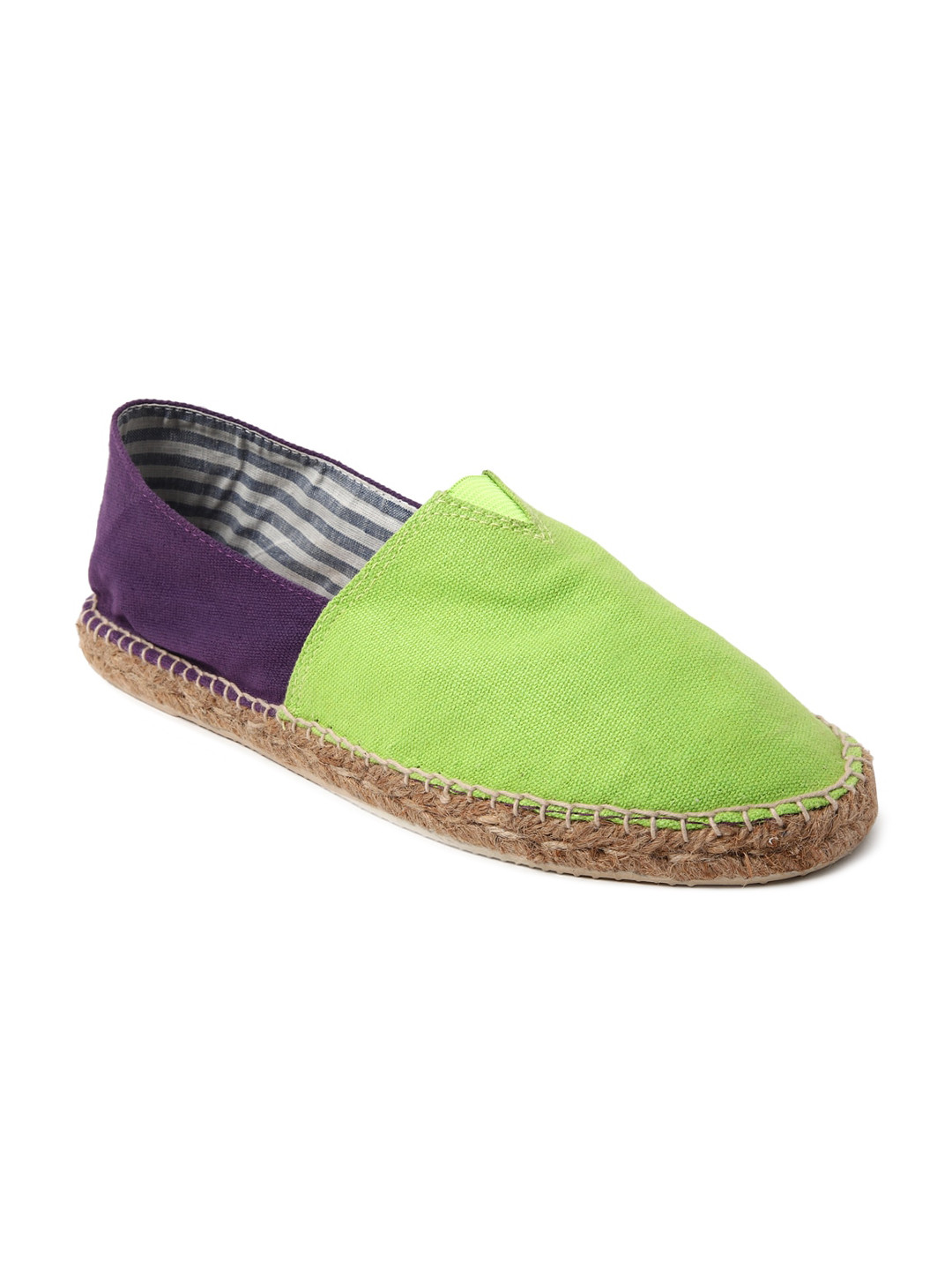 Buy FOREVER 21 Men Lime Green & Purple Colourblocked Espadrilles