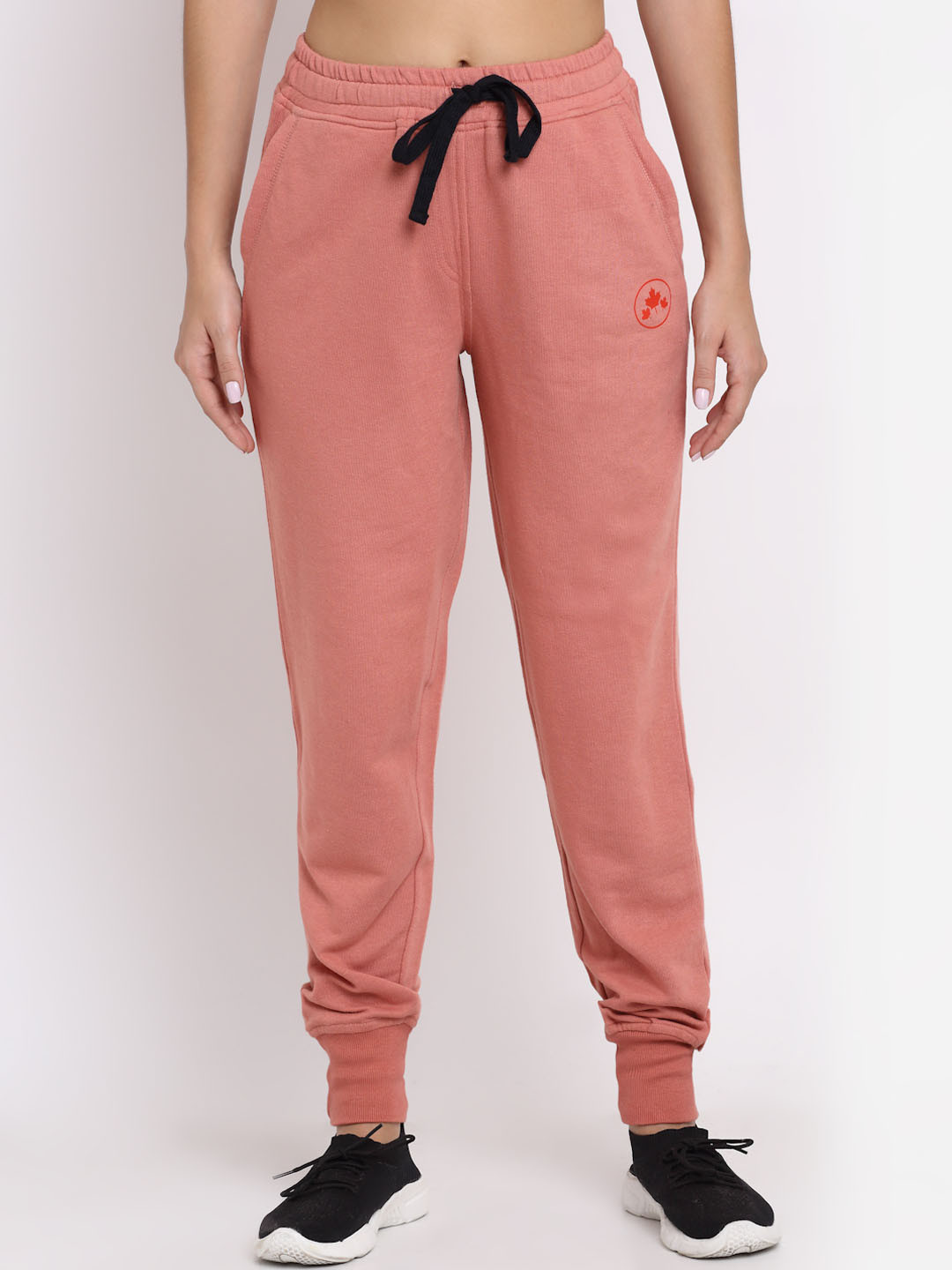 Buy Rute Women Rust Colored Solid Pure Cotton Joggers Track Pants for