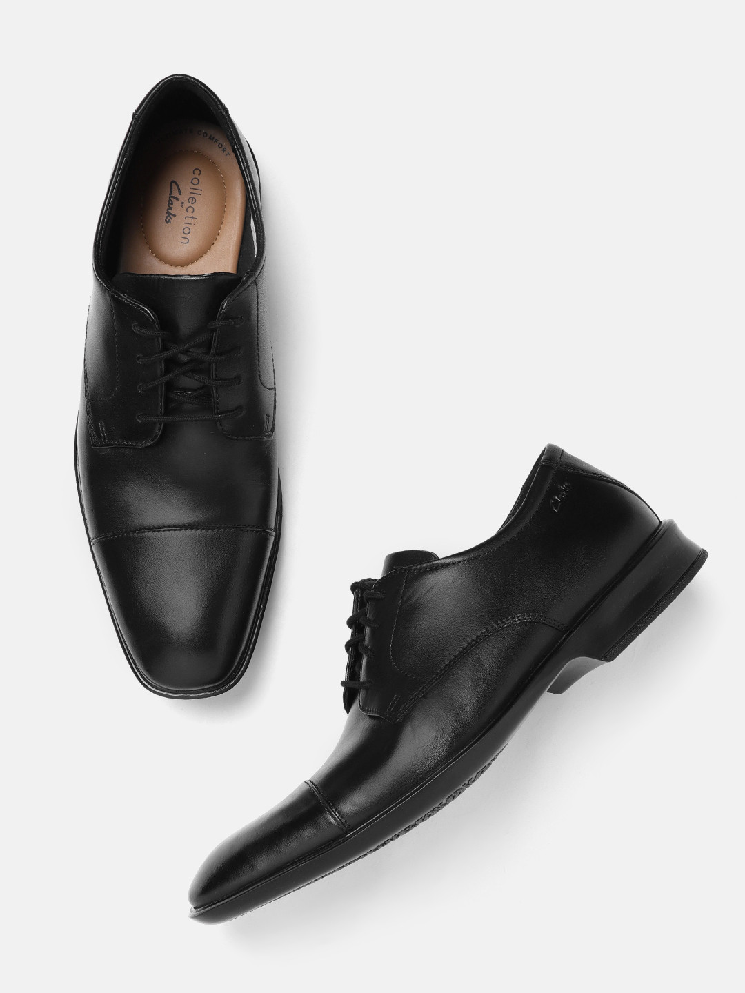 Buy Clarks Men Black Bensley Cap Leather Solid Formal Derbys Formal