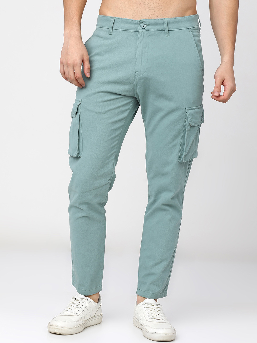 Buy HIGHLANDER Men Blue Slim Fit Cargos Trousers - Trousers for Men ...