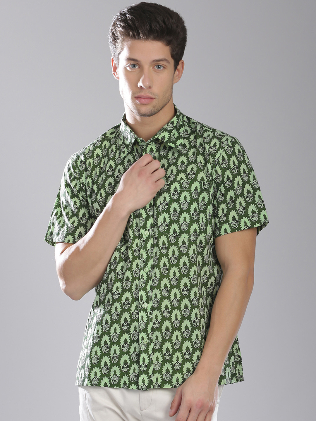 Buy Fabindia Men Green Printed Casual Shirt Shirts for Men 1592610