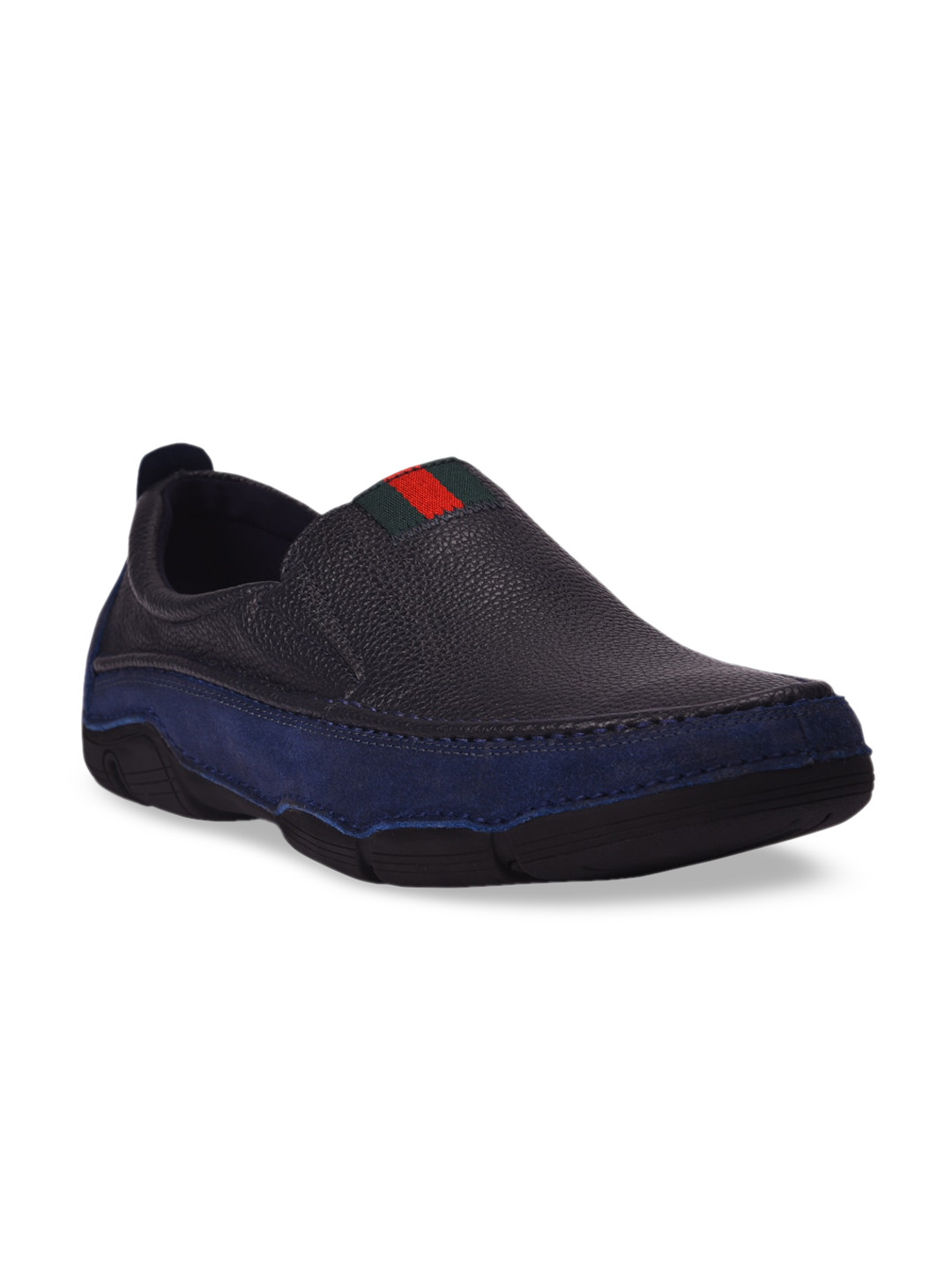 Blue Navy Plaid Tartan Men's Slip On Sneakers