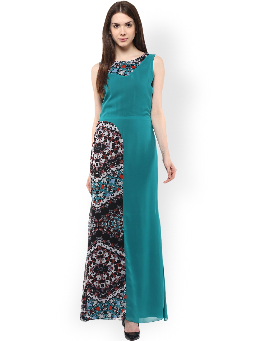 Buy Athena Women Blue Georgette Printed Maxi Dress Dresses For Women 1592707 Myntra 9354