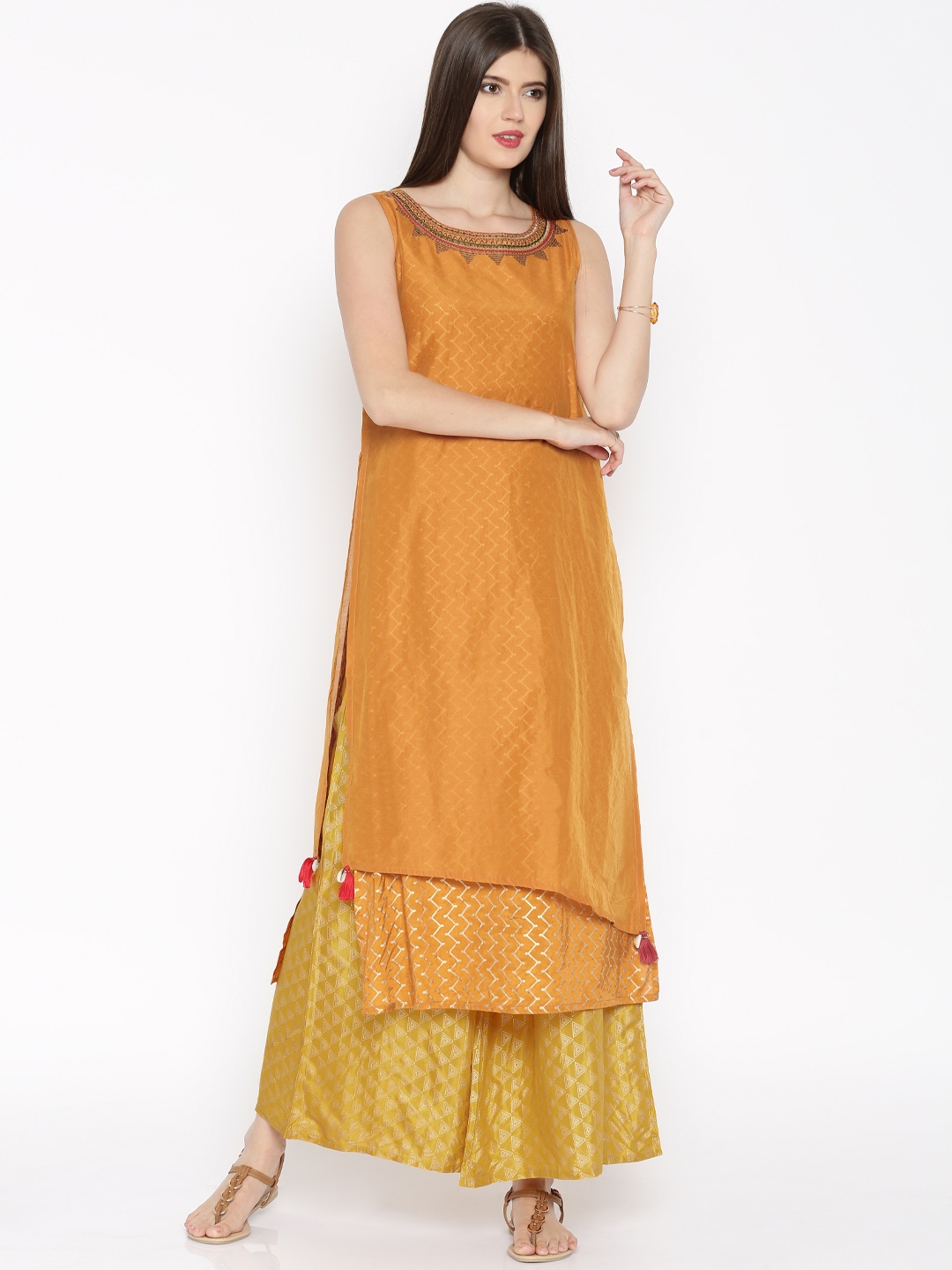 Buy Global Desi Orange Layered Kurta Set - Kurta Sets for Women 1592807 ...
