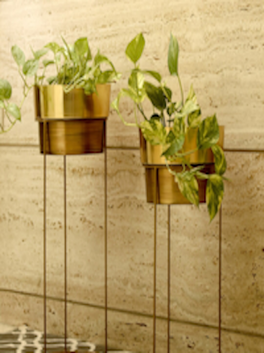 Buy Green Girgit Set Of 2 Gold Toned Planters -  - Home for Unisex