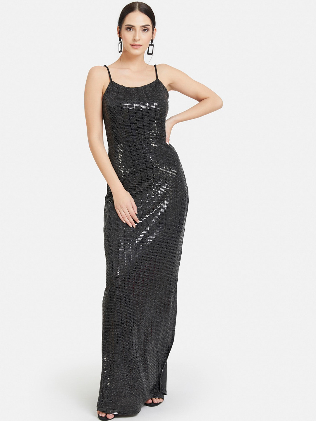 Buy Kazo Woman Black Sequined Maxi Dress Dresses for Women 15929828