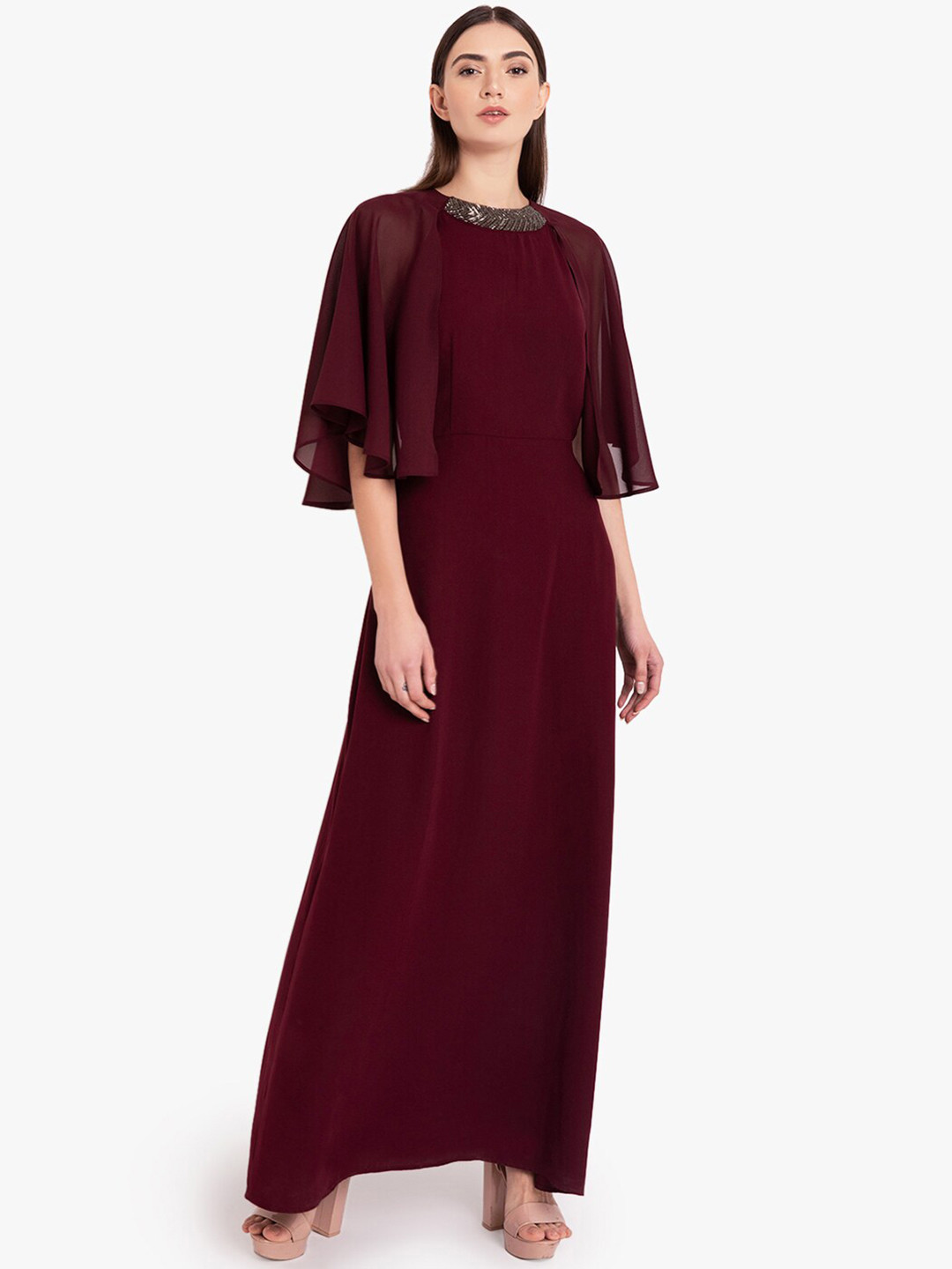 Buy Kazo Maroon Maxi Dress Dresses for Women 15929832 Myntra
